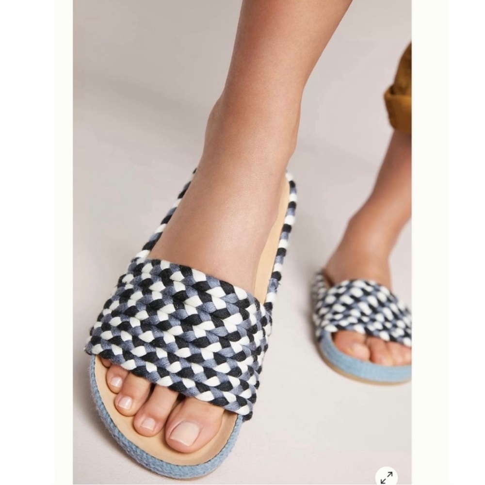 Soludos Braided Pool Slide Sandal Blue Multi Sz 5